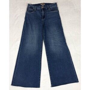 Kut from the Kloth Meg Fab Ab Wide Leg Womens 4 Dark Wash Raw Hem Ankle